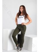 Amnesia Khaki Bőrcsíkos Leggings