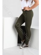 Amnesia Khaki Bőrcsíkos Leggings